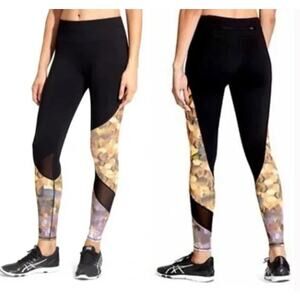Athleta Women's Black Asym Mesh Sonar Leggings Size XS Athletic Workout Gym